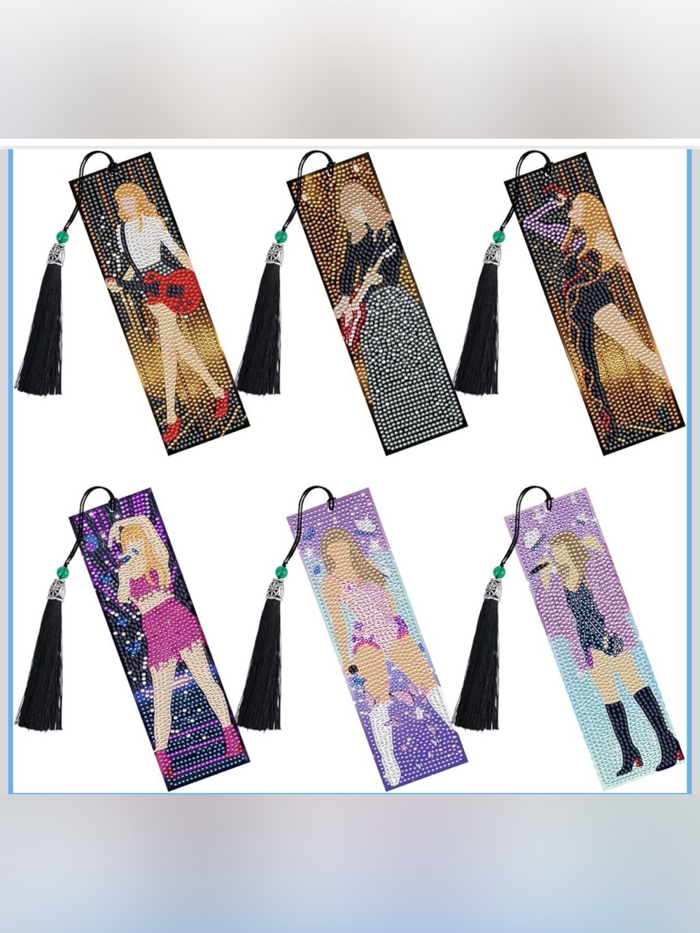 Decorative Rhinestone Bookmark with Black Tassel - Assorted Designs